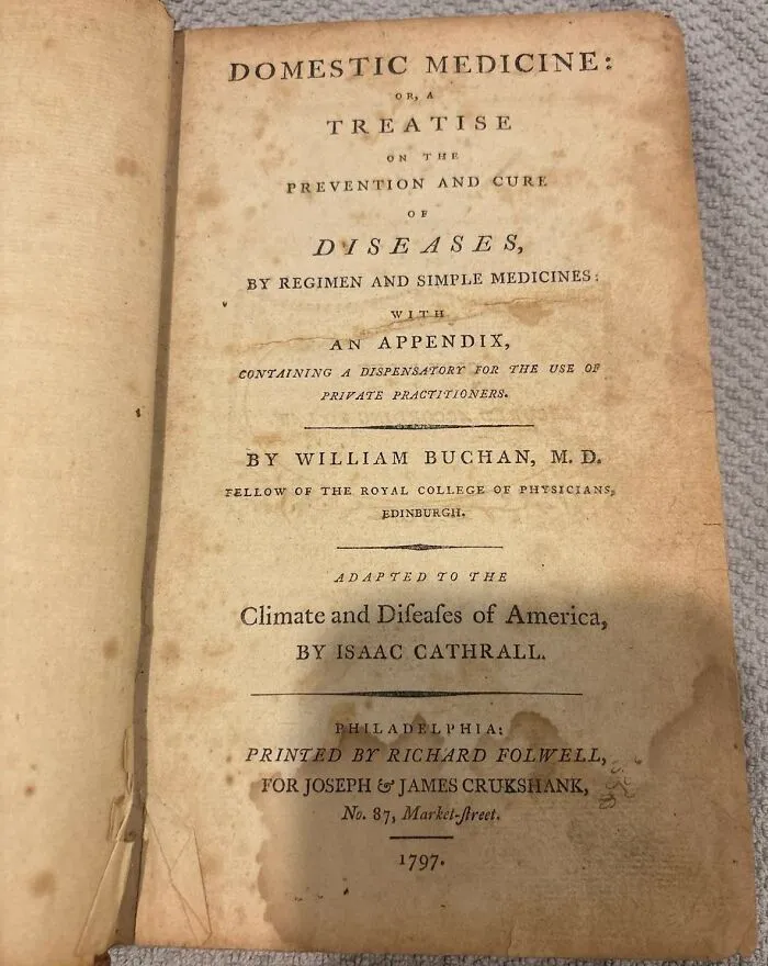 Title page of a 1797 Domestic Medicine book from medical history