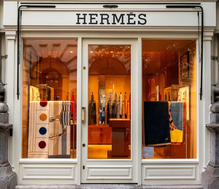 The store front of Hermes, representing how rich people display having class