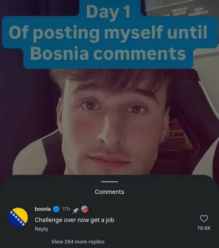 A funny post showing a TikTok comment in hilariously edgy memes style.