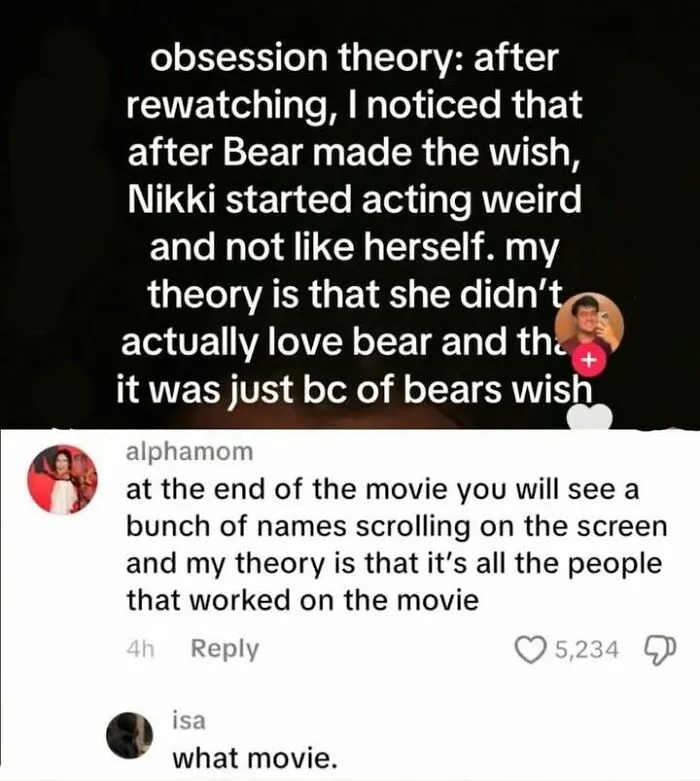 A funny text post discussing a movie theory, perfect for edgy memes fans.