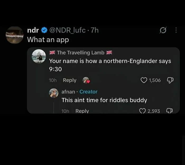 Edgy and hilarious memes showing a funny social media interaction about a name riddle.