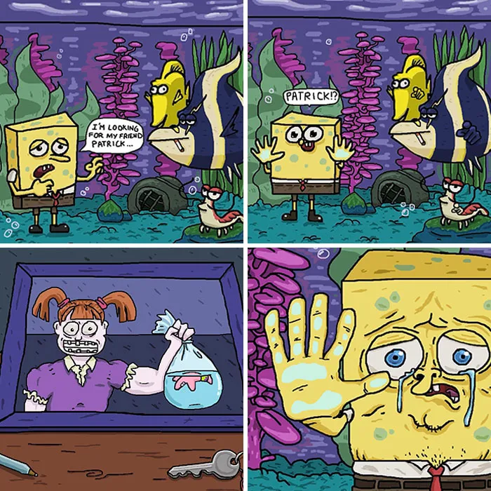 23 Dark Comics By Broh Simpson That Give Beloved Characters Very Different Stories