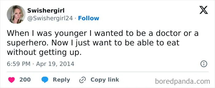 Adult meme about adult desire to eat without getting up