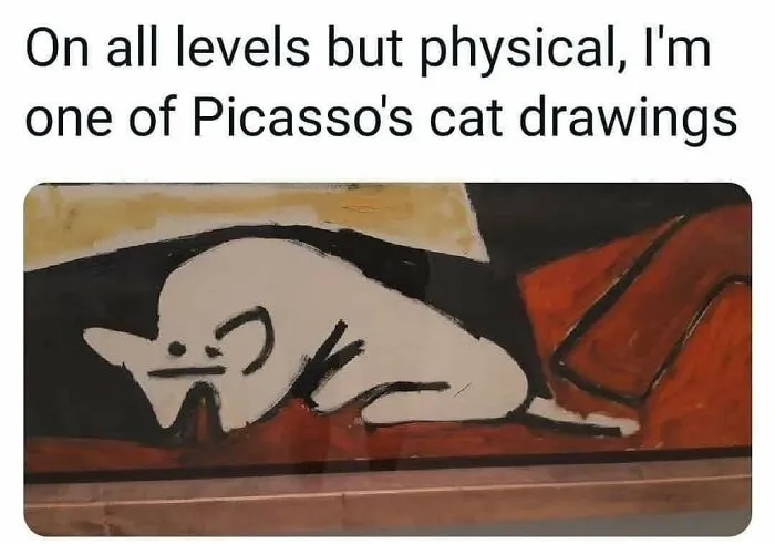 Abstract painting of a cat featured in funny cat memes