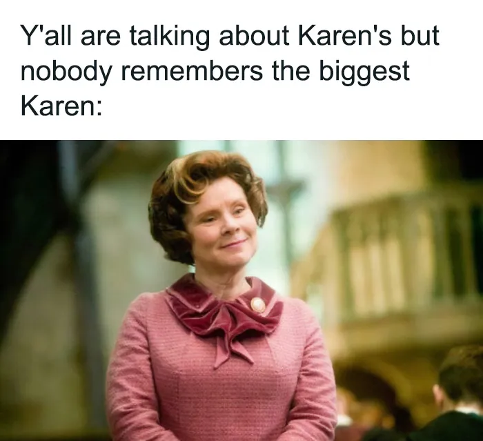 A fictional character labeled as the ultimate representation of Karen behavior