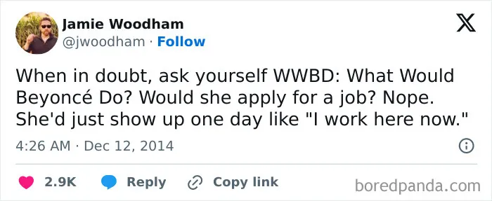 Funny post about applying for a job, among other work tweets