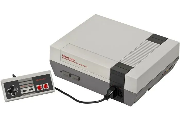 Original Nintendo Entertainment System NES console and controller, iconic nostalgic item for '80s kids.