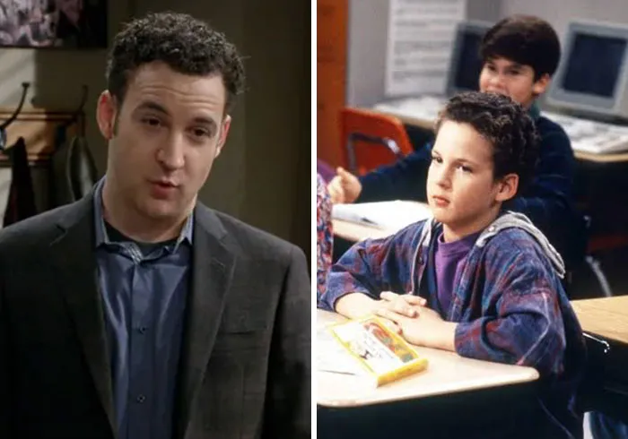 Cory Matthews from Boy Meets World in adult and childhood scenes, representing male TV characters portrayed as good guys.