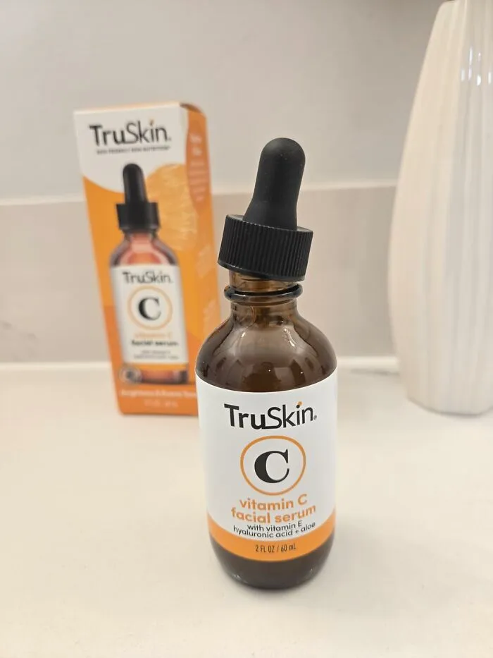 TruSkin Vitamin C facial serum bottle with dropper, a popular trending item on Amazon.