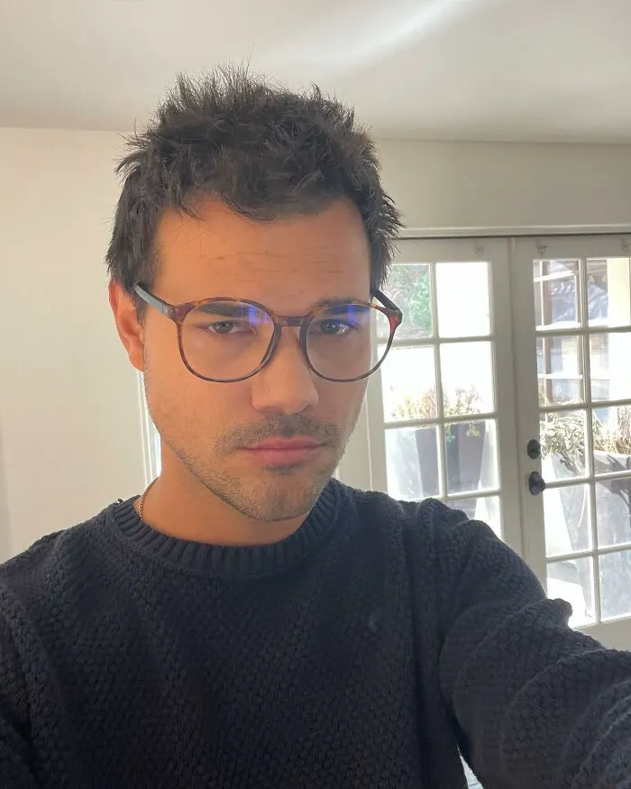 Actor Taylor Lautner wearing glasses, one of the stars who got in the way of their own success.