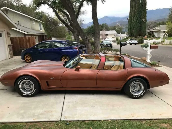 Elongated four-door copper Corvette, an example of wonderful vehicles.