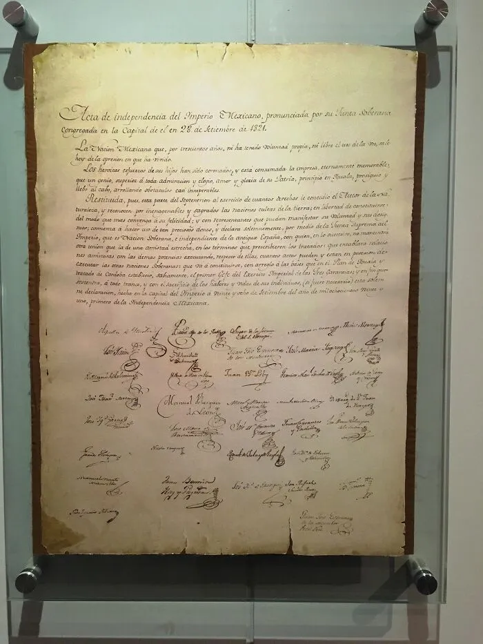 Framed original Mexican Declaration of Independence, one of many historical treasures from 200 years ago.