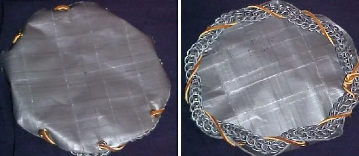 Homemade DIY projects showing a protective cover crafted with duct tape and chainmail
