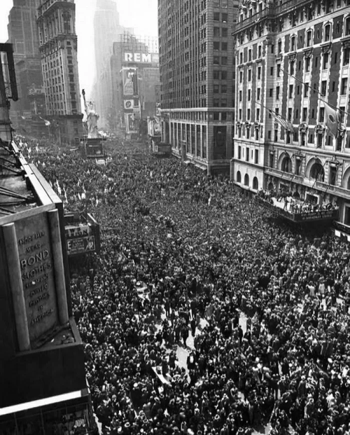 Around Two Million People Gathered In Times Square To Celebrate The End Of World War II In 1945