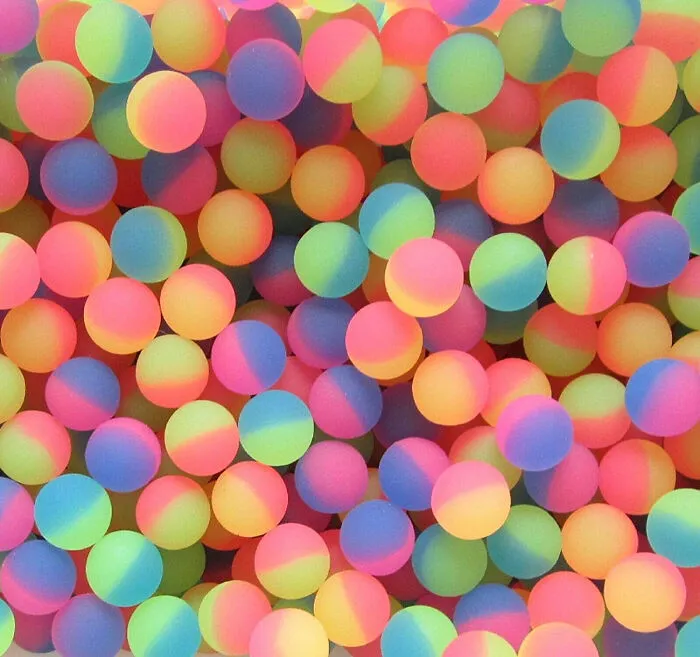 Colorful collection of nostalgic bouncy balls from the childhood of 90s kids.