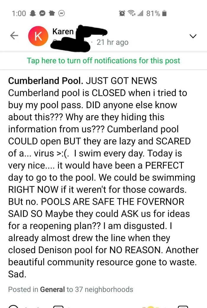 Actual Karen And The Pool