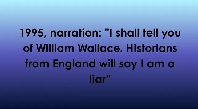 Jeopardy trivia clue with movies' opening lines from 1995 William Wallace movie