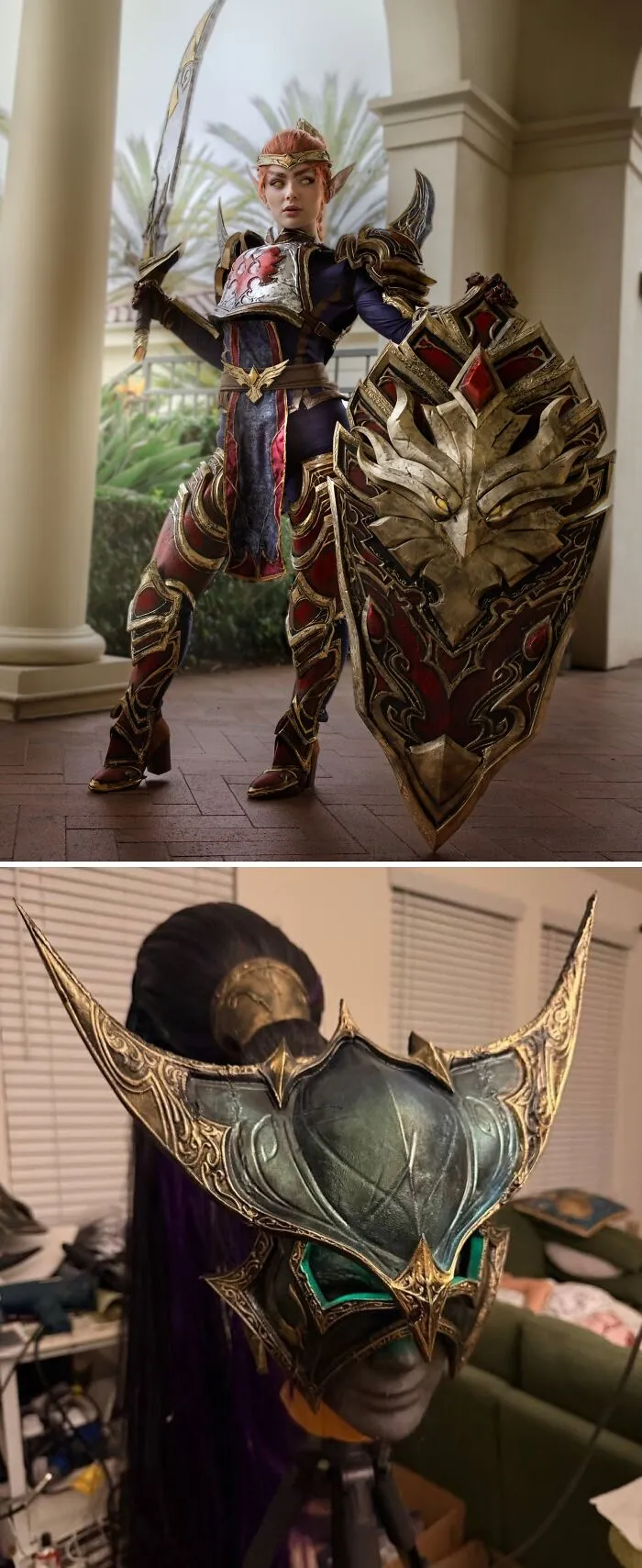 Detailed cosplay armor and helmet created using creative 3D prints.