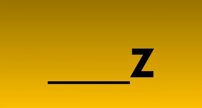 An interactive game screen featuring a blank line and the letter Z on a gold background for famous movie titles.