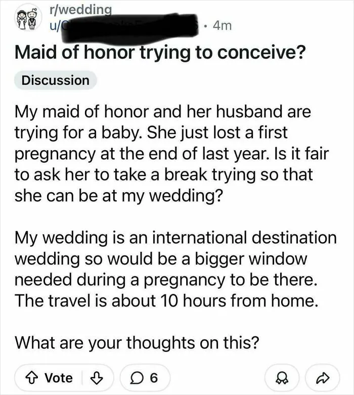 I Hope This Post In The Wedding Sub Is A Troll Post…