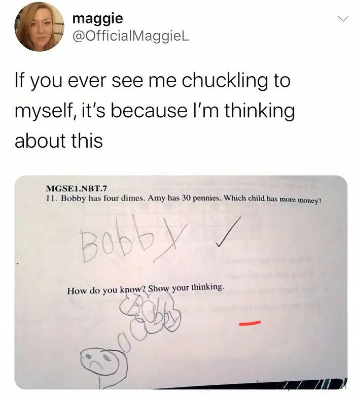 A funny student math test answer about Bobby, perfect for edgy memes.