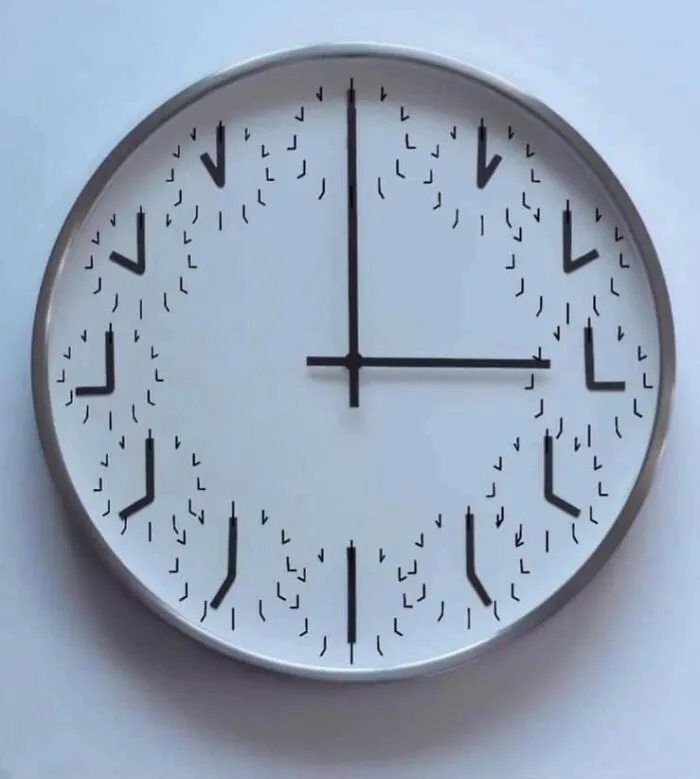 Confusing wall clock illustrating an impractical interior design decision