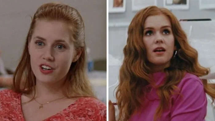 Amy Adams and Isla Fisher in film scenes, looking like twin celebrity lookalikes