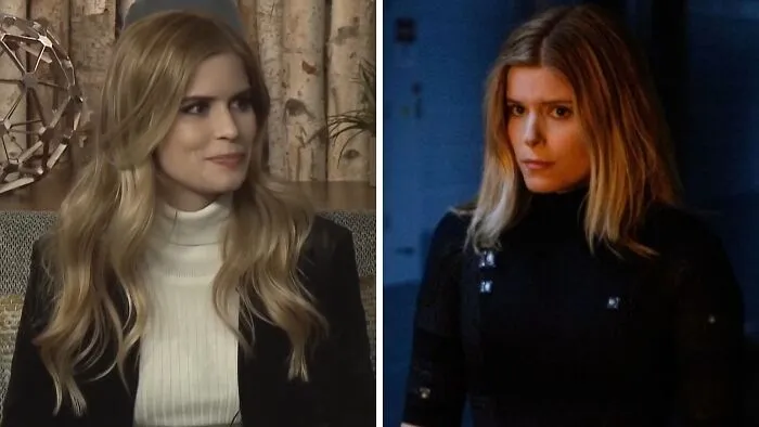 Side-by-side photo of celebrity lookalikes Erin Moriarty and Kate Mara looking very similar