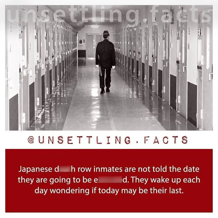 Unsettling facts: A guard walking down a Japanese death row prison corridor
