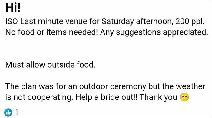 No Rain Plan For 200 Guests 3 Days Out