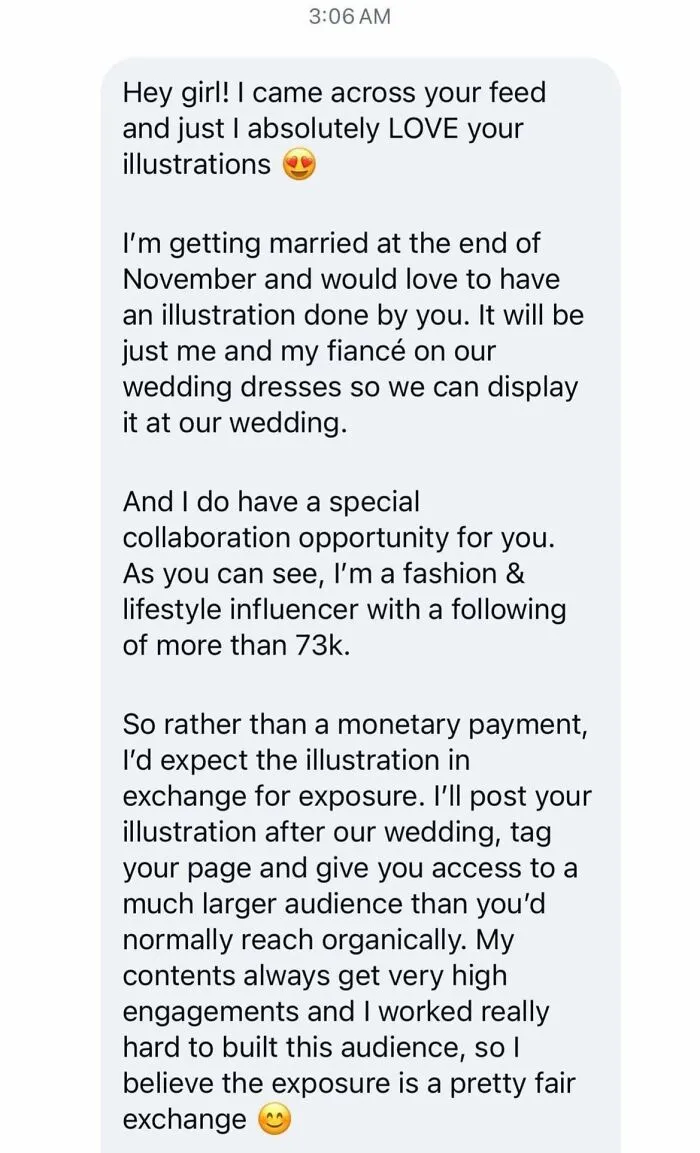 Influencer Bride Thinks She’s Entitled To A Free Artwork