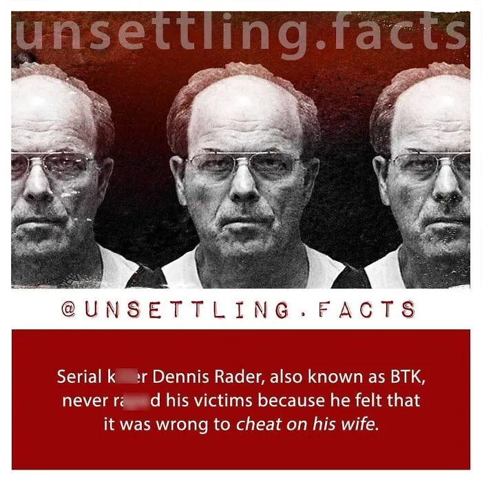 Mugshot of serial killer Dennis Rader showcasing creepy and unsettling facts about his behavior