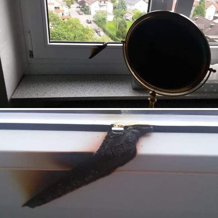 My Mom Accidentally Left Her Mirror In Front Of The Window Over The Day. After Coming Back She Found This