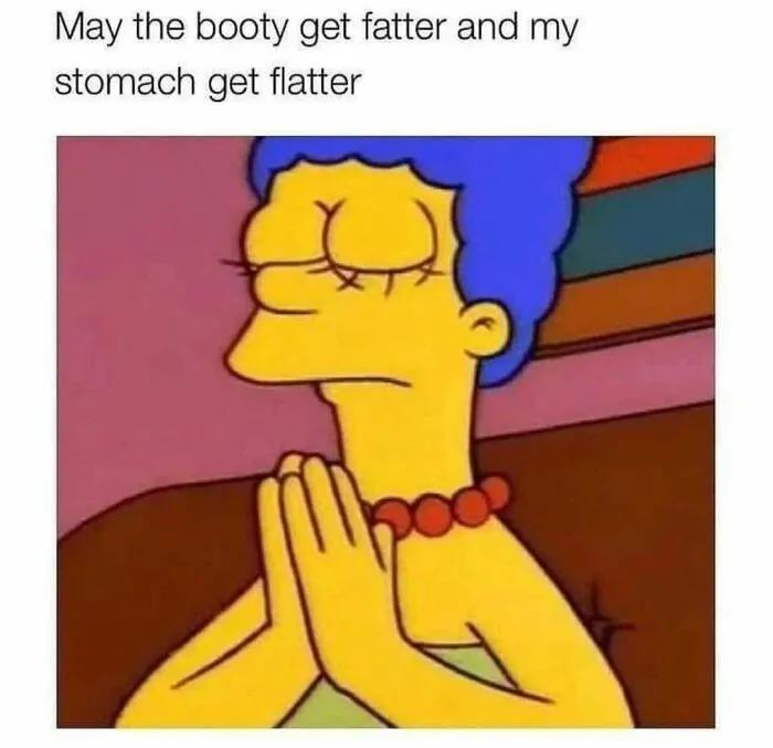 Funny memes with Marge Simpson praying with her hands clasped together.