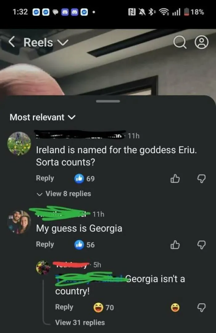 Context: what is a country named after a woman? Dude got obliterated in replies
