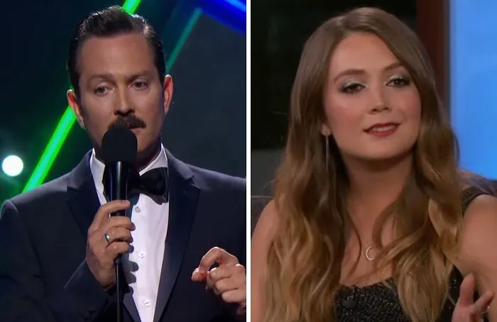 Celebrity lookalikes side-by-side comparison of a man and a woman on television shows