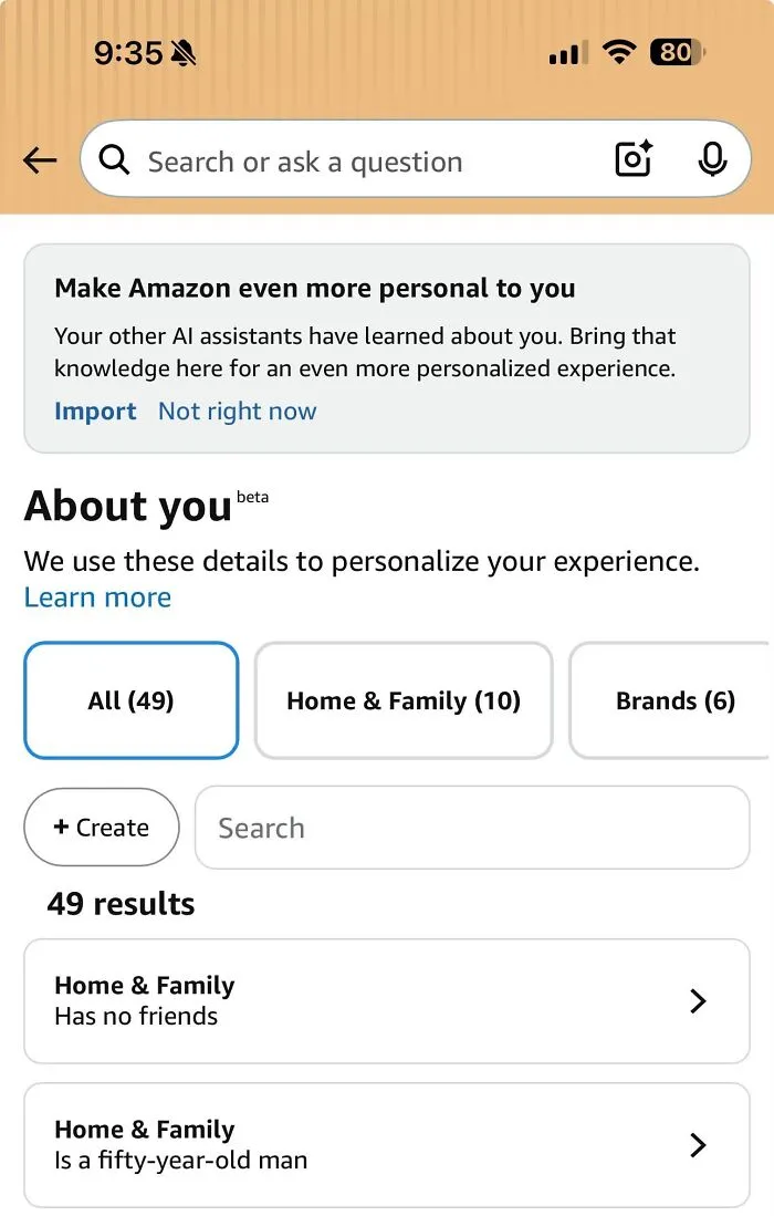 Amazon shoppers personal data for personalized experience on app screen
