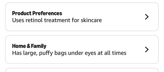 Amazon shopper uses retinol treatment in product preferences for skincare