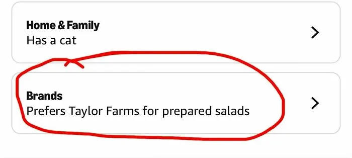 Amazon shopper prefers Taylor Farms brand for prepared salads