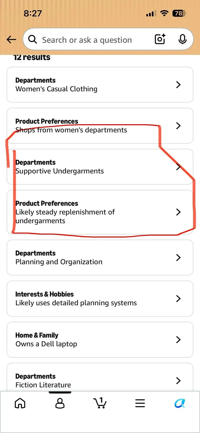 Amazon shopper preferences include supportive undergarments and steady replenishment of undergarments
