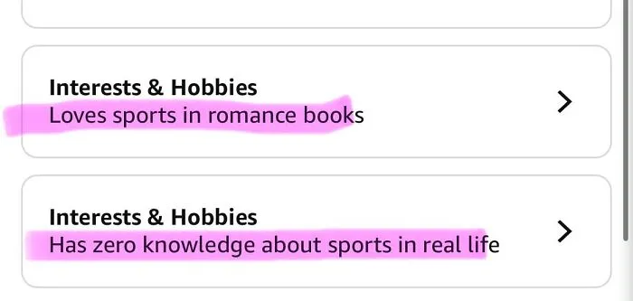 Amazon shopper loves sports in romance books but lacks real sports knowledge
