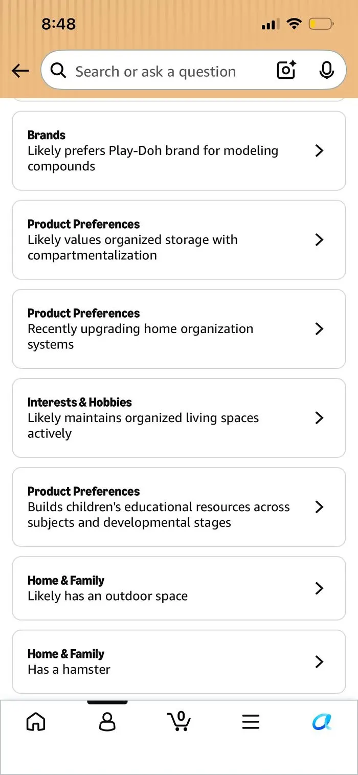 Amazon shopper profile prefers Play-Doh and organized home storage products