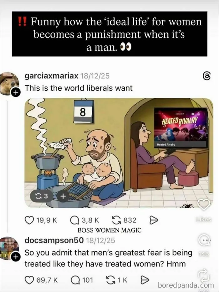 An online post criticizing gender roles, showing how women are still fighting for equality.
