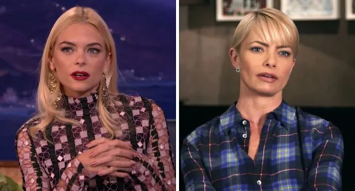 Actresses Jaime King and Jaime Pressly side by side, known as celebrity lookalikes