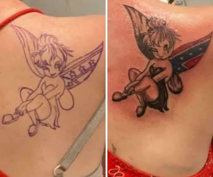 Found On Facebook... Not Even The First Confederate Flag Tinkerbell I've Seen But One Of The Worst Quality!