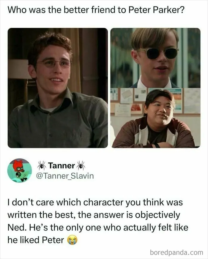 A meme comparing Peter Parker's friends, a fun piece of pop culture news.