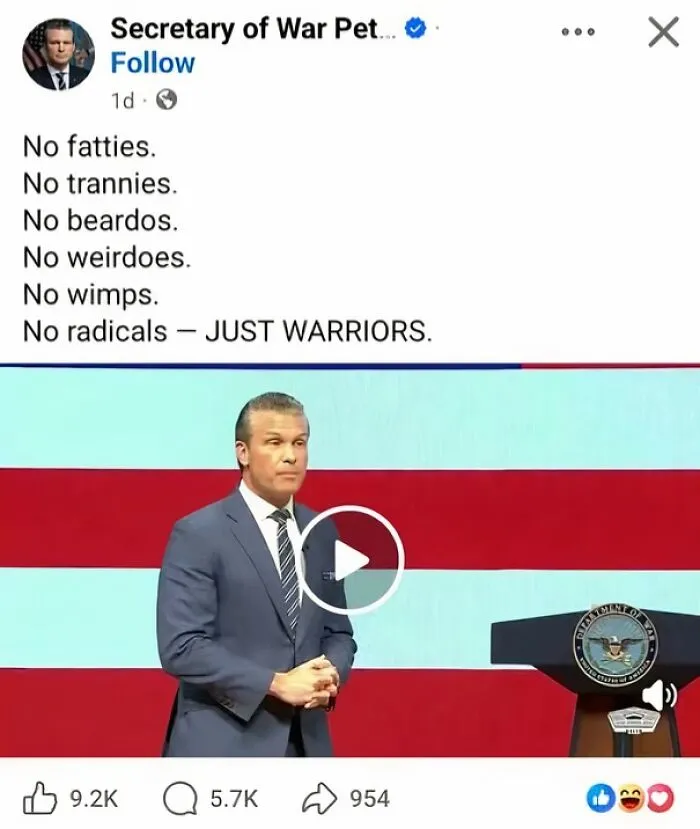 Social media post with speaker and text calling for warriors, not radicals or others