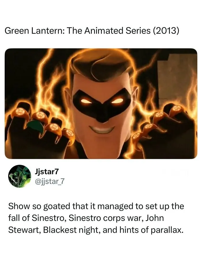 Green Lantern showing off power rings in funny and random posts highlighting animated show lore