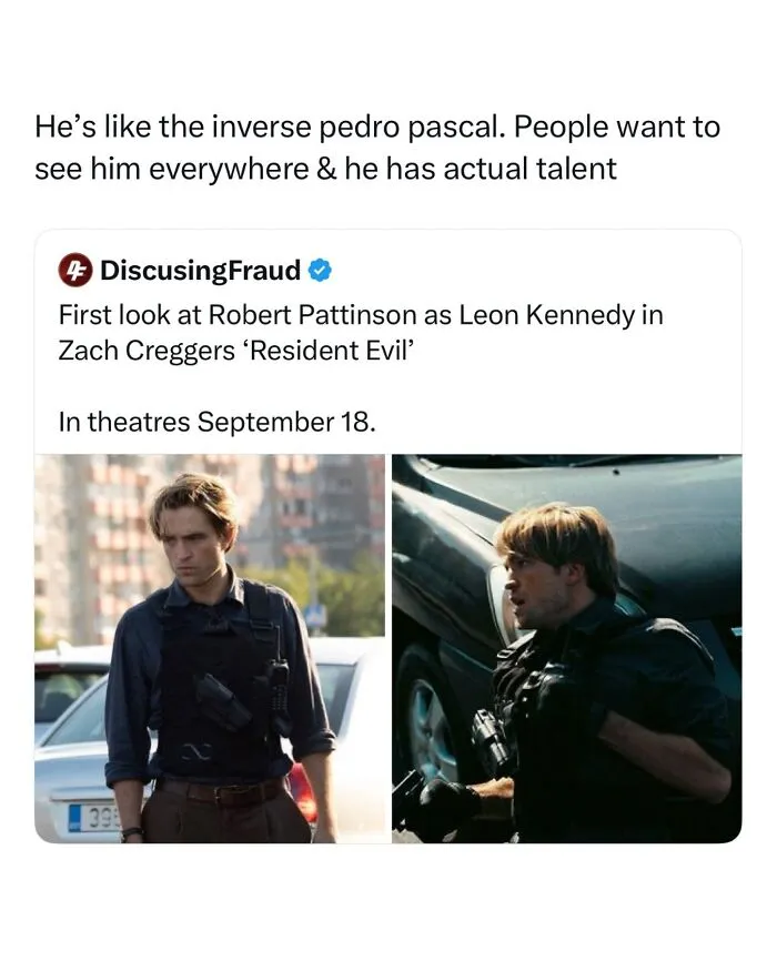 Actor Robert Pattinson in tactical gear from funny and random posts reacting to casting news
