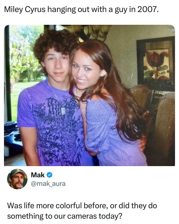 A vintage photo of Miley Cyrus hanging out in 2007 featured in funny and random posts.